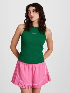 Champion Green Ribbed Sleeveless Tank - Women's Crewneck